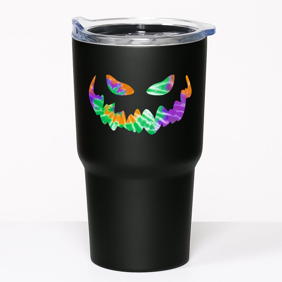 Halloween Pumpkin Green Orange Purple Tie Dye Face Tumbler
