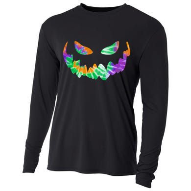 Halloween Pumpkin Green Orange Purple Tie Dye Face Cooling Performance Long Sleeve Crew