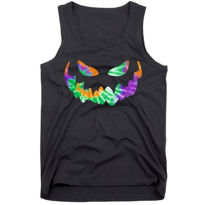 Halloween Pumpkin Green Orange Purple Tie Dye Face Tank Top