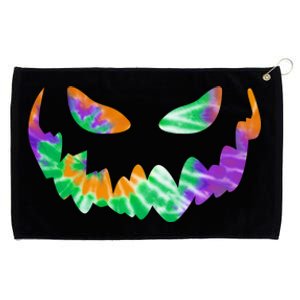 Halloween Pumpkin Green Orange Purple Tie Dye Face Grommeted Golf Towel