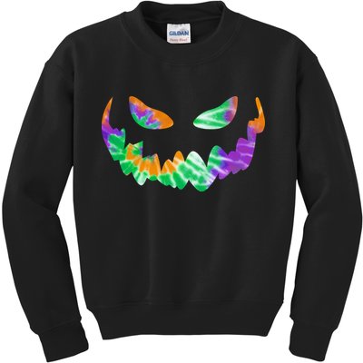 Halloween Pumpkin Green Orange Purple Tie Dye Face Kids Sweatshirt