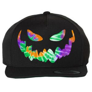 Halloween Pumpkin Green Orange Purple Tie Dye Face Wool Snapback Cap