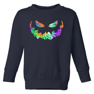 Halloween Pumpkin Green Orange Purple Tie Dye Face Toddler Sweatshirt