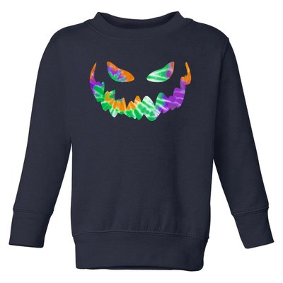 Halloween Pumpkin Green Orange Purple Tie Dye Face Toddler Sweatshirt