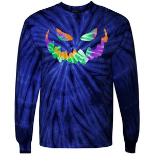 Halloween Pumpkin Green Orange Purple Tie Dye Face Tie-Dye Long Sleeve Shirt