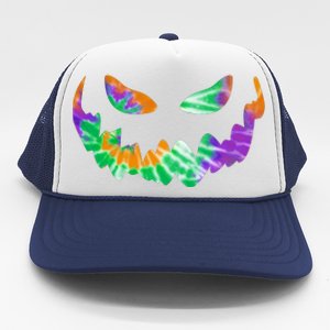 Halloween Pumpkin Green Orange Purple Tie Dye Face Trucker Hat