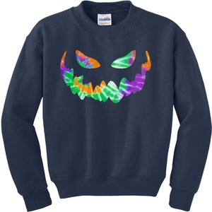 Halloween Pumpkin Green Orange Purple Tie Dye Face Kids Sweatshirt