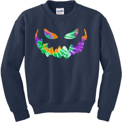 Halloween Pumpkin Green Orange Purple Tie Dye Face Kids Sweatshirt