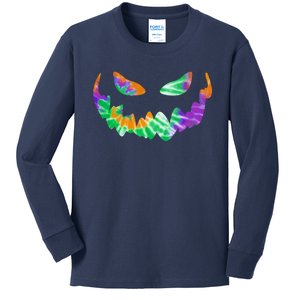 Halloween Pumpkin Green Orange Purple Tie Dye Face Kids Long Sleeve Shirt