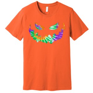 Halloween Pumpkin Green Orange Purple Tie Dye Face Premium T-Shirt