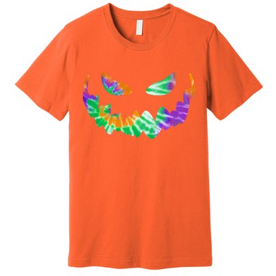 Halloween Pumpkin Green Orange Purple Tie Dye Face Premium T-Shirt