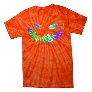 Halloween Pumpkin Green Orange Purple Tie Dye Face Tie-Dye T-Shirt