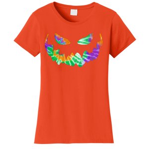 Halloween Pumpkin Green Orange Purple Tie Dye Face Women's T-Shirt