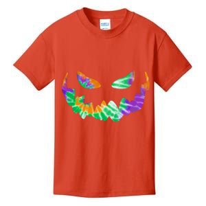 Halloween Pumpkin Green Orange Purple Tie Dye Face Kids T-Shirt