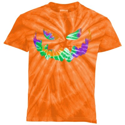 Halloween Pumpkin Green Orange Purple Tie Dye Face Kids Tie-Dye T-Shirt