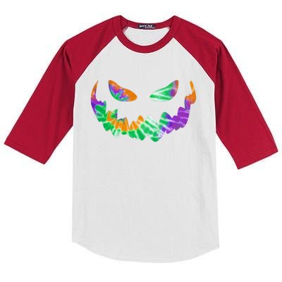 Halloween Pumpkin Green Orange Purple Tie Dye Face Kids Colorblock Raglan Jersey