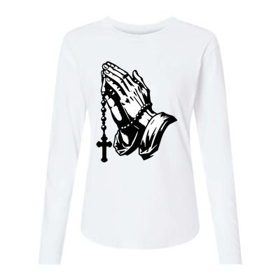 Hand Pray God Womens Cotton Relaxed Long Sleeve T-Shirt