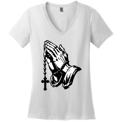 Hand Pray God Women's V-Neck T-Shirt