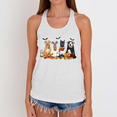 Halloween Pitbull Ghost Dogs Lover Women's Knotted Racerback Tank