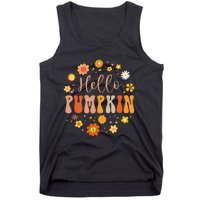 Hello Pumpkin Groovy Design Autumn Fall Lover Thanksgiving Tank Top