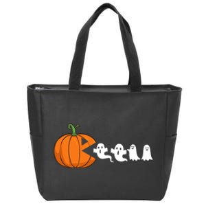 Halloween Pumpkin Ghost Tees For Funny Gamer Zip Tote Bag