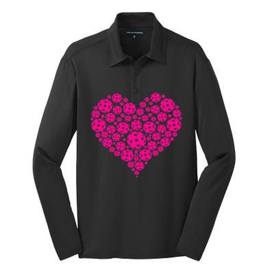 Heart Pickleball Game Marker Players Pickleball Silk Touch Performance Long Sleeve Polo