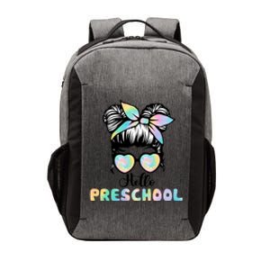 Hello Preschool Grade Messy Hair Bun Girl Back To School First Day Vector Backpack