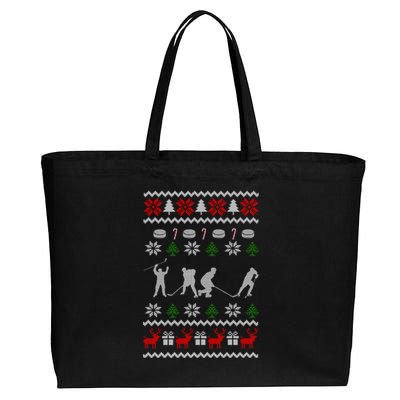 Hockey Player Gift For Christmas Cotton Canvas Jumbo Tote