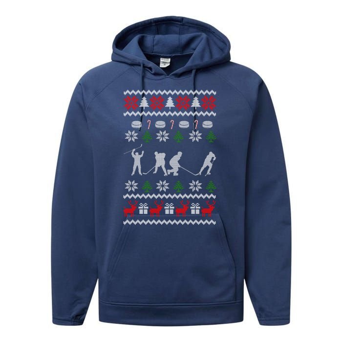 Hockey Player Gift For Christmas Performance Fleece Hoodie