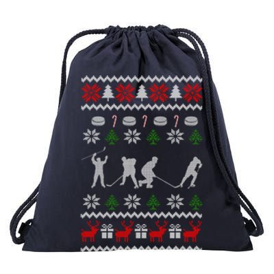 Hockey Player Gift For Christmas Drawstring Bag