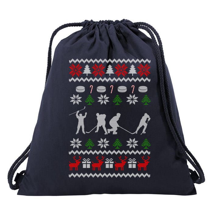 Hockey Player Gift For Christmas Drawstring Bag