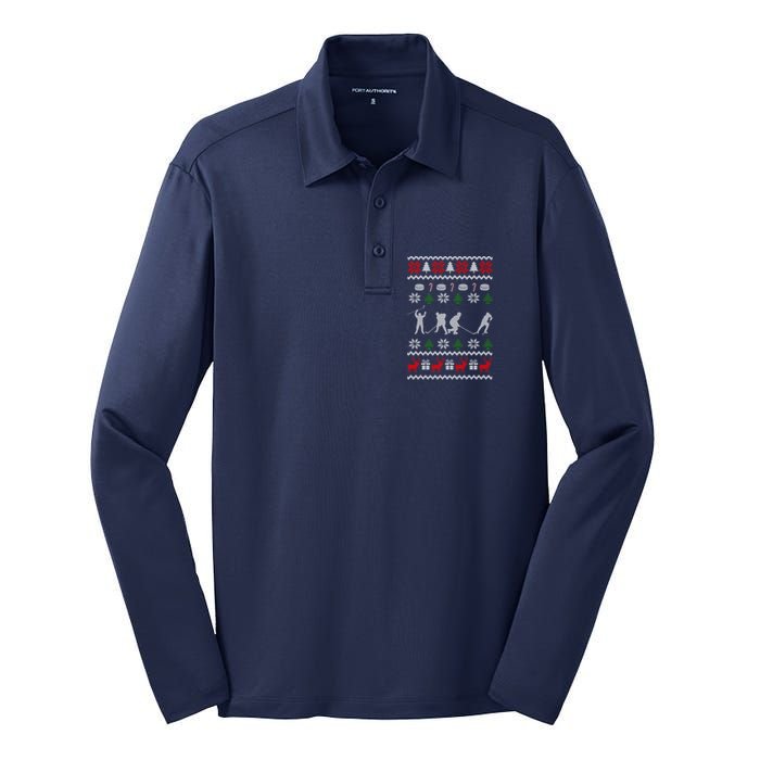 Hockey Player Gift For Christmas Silk Touch Performance Long Sleeve Polo