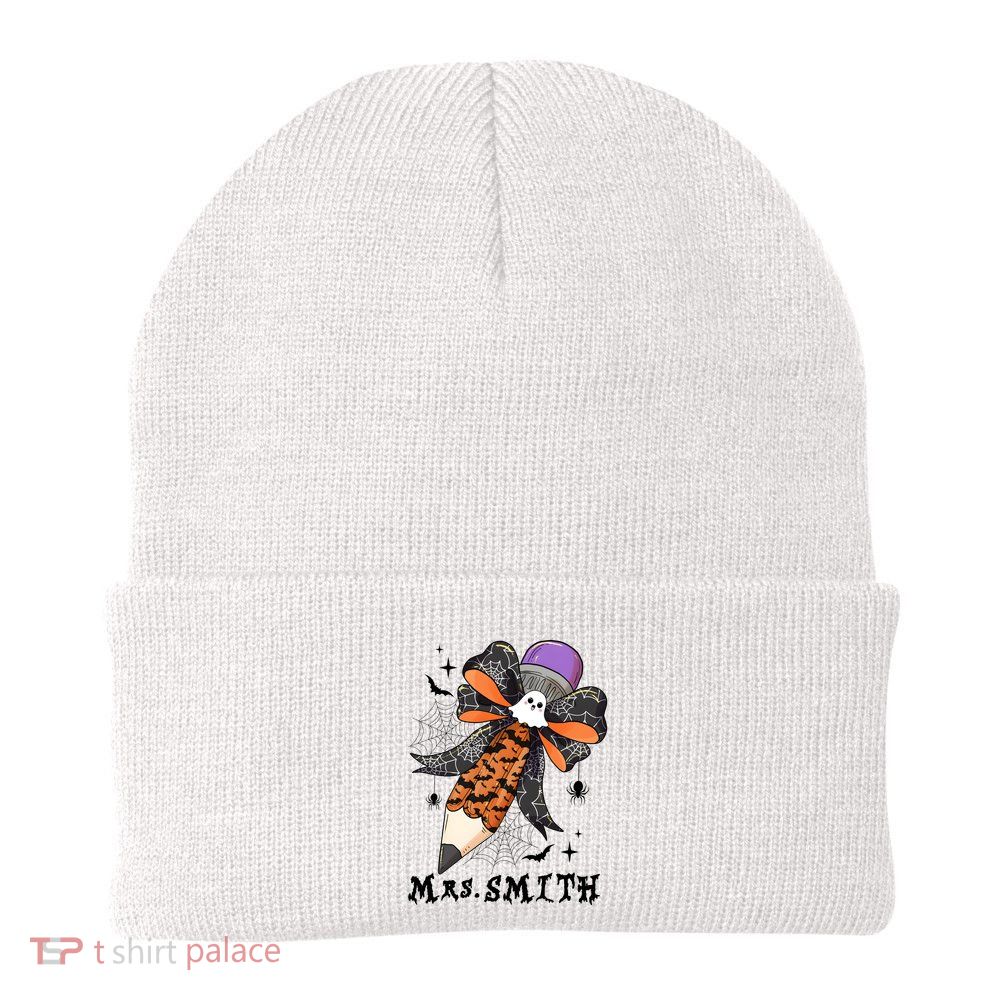 Halloween Pencil Ghost Teacher Life Knit Cap Winter Beanie