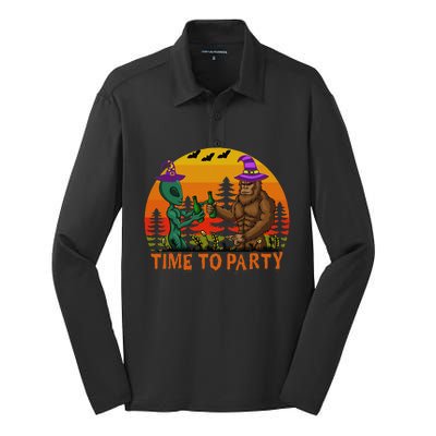 Halloween Party Gifts Bigfoot Alien Witchcraft Silk Touch Performance Long Sleeve Polo