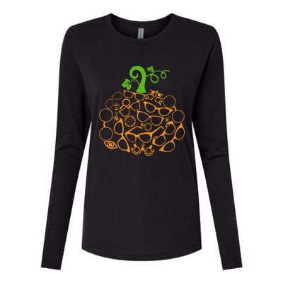 Halloween Pumpkin Glasses with Optometry Tools Womens Cotton Relaxed Long Sleeve T-Shirt