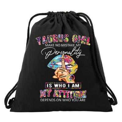 Hippie Peace Girl Taurus Girl Birthday Taurus Birthday Drawstring Bag