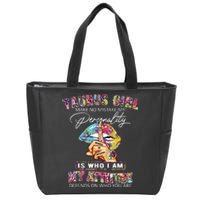 Hippie Peace Girl Taurus Girl Birthday Taurus Birthday Zip Tote Bag