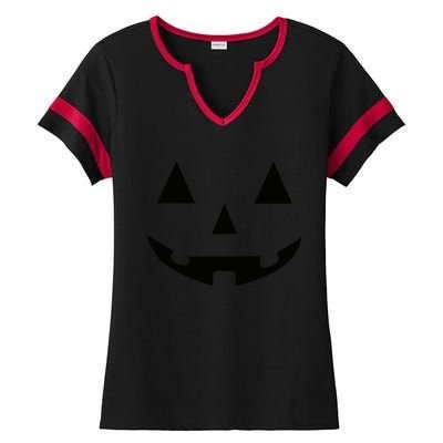 Halloween Pumpkin Ladies Halftime Notch Neck Tee