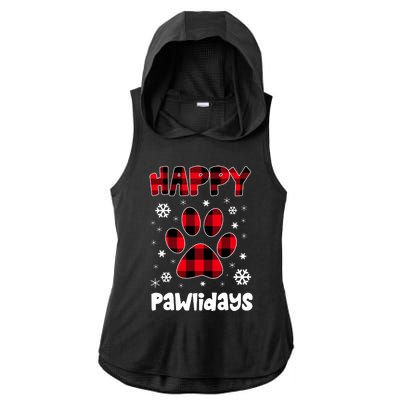 Happy Pawlidays Ladies PosiCharge Tri-Blend Wicking Draft Hoodie Tank