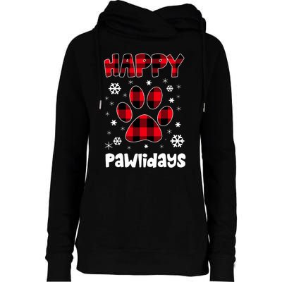 Happy Pawlidays Womens Funnel Neck Pullover Hood