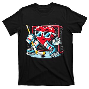 Heart Playing Hockey Goalie ValentineS Day Gift T-Shirt