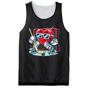 Heart Playing Hockey Goalie ValentineS Day Gift Mesh Reversible Basketball Jersey Tank