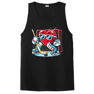 Heart Playing Hockey Goalie ValentineS Day Gift PosiCharge Competitor Tank