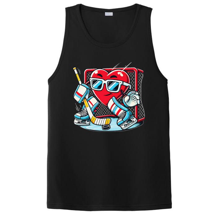 Heart Playing Hockey Goalie ValentineS Day Gift PosiCharge Competitor Tank