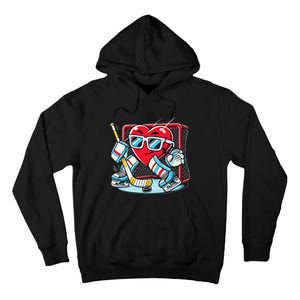 Heart Playing Hockey Goalie ValentineS Day Gift Tall Hoodie