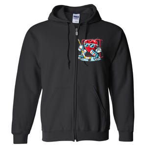 Heart Playing Hockey Goalie ValentineS Day Gift Full Zip Hoodie