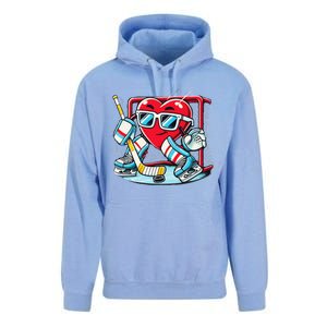 Heart Playing Hockey Goalie ValentineS Day Gift Unisex Surf Hoodie