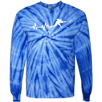 Hockey Player Heartbeat Ice Hockey Gift Tie-Dye Long Sleeve Shirt