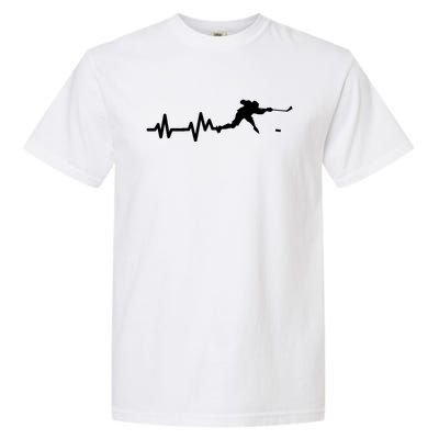 Hockey Player Heartbeat Ice Hockey Gift Garment-Dyed Heavyweight T-Shirt