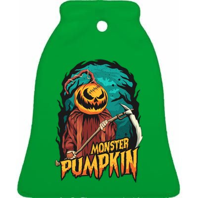 Halloween Pumpkins Ceramic Bell Ornament